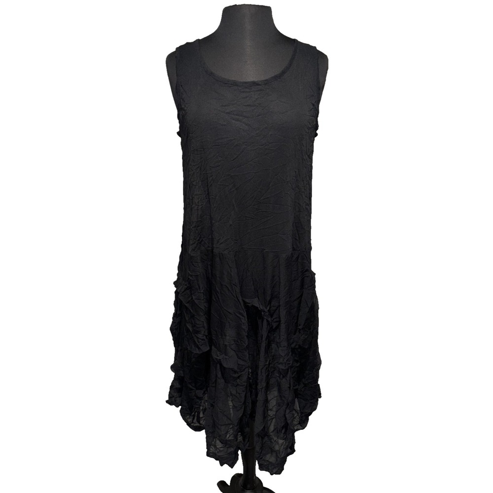 NEW By JJ Black Crinkle Sheer Mesh Layered Dress Size M‎ Lagenlook Artsy Boho